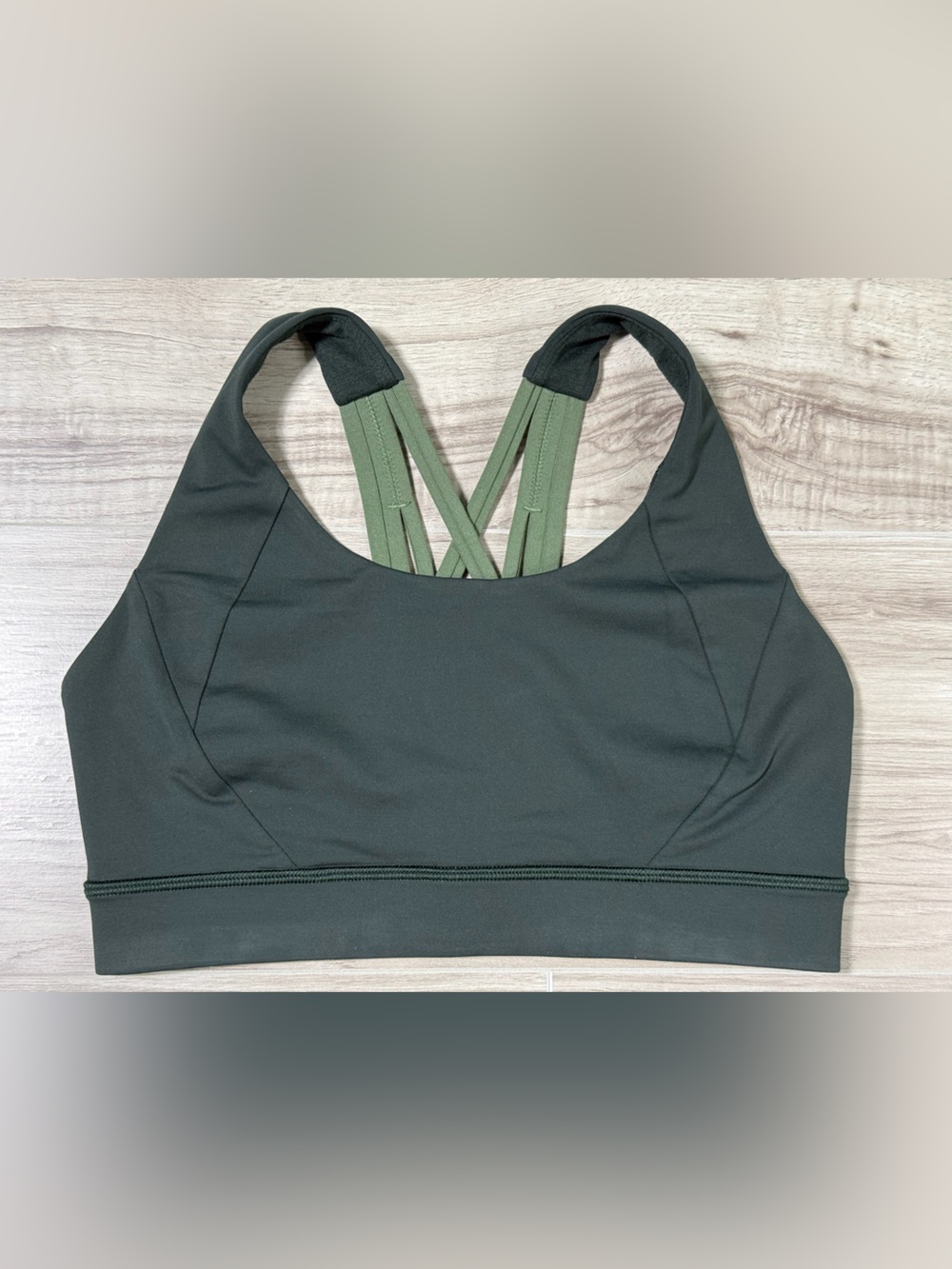 lululemon athletica Dark Green Sports Bra with Olive Straps